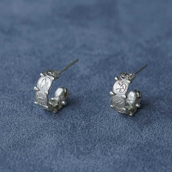 SALE E PEPE Sterling Silver/Gold Plated Picture Earrings SEP-SP04E19-YIN Silver